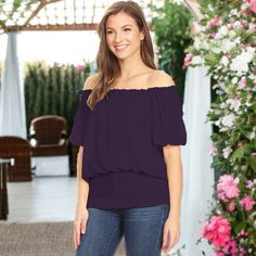 Elevate your wardrobe with the Anna-Kaci Women's Dainty Off Shoulder Blouse. This versatile blouse features a dainty off-shoulder design with short sleeve ruffles, perfect for adding a touch of boho flair to any outfit. Whether you're dressing up for a pirate-inspired costume or keeping it casual with jeans and wedges, this blouse offers endless styling possibilities for any occasion. Off-shoulder Blouse For Night Out, Summer Off-shoulder Top For Night Out, Short Sleeve Chiffon Blouse, Jeans And Wedges, Sleeve Ruffles, Shoulder Crop Top, Wrap Blouse, Shoulder Design, Chiffon Blouse