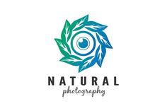 the logo for natural photography with leaves and an eye