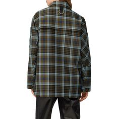 Green plaid woven (66% Polyester, 32% Cotton). Jacket. Long sleeves. Exposed front button down placket. Fully lined. Front pockets. 29" from shoulder to hemline. Imported. Plaid Long Sleeve Outerwear With Concealed Placket, Plaid Outerwear For Business Casual, Plaid Casual Outerwear For Business Casual, Plaid Business Casual Outerwear With Pockets, Business Casual Plaid Outerwear With Pockets, Plaid Outerwear With Button Closure And Spread Collar, Plaid Collared Shacket For Work, Plaid Outerwear With Concealed Placket For Business Casual, Plaid Business Outerwear With Buttons