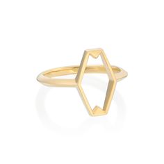 Minimalist and geometric, this unique ring is eye-catching enough to make a statement but low-profile enough to be worn every day. A knife-edge shank props up the polished angles and flat surfaces of this elongated hexagon shape for a modern piece that’s great at catching the light. Crystalyn loves how the elongated shape helps lengthen the appearance of her fingers. As part of our “Open” Collection, the piece serves as a reminder to stay open to new ideas and opportunities — adventure is often Hand Full Of Rings, Hexagon Ring, Hexagon Necklace, Rachel Hollis, Index Finger, Ring Displays, Twist Ring, Modern Ring, Fine Jewelry Designers