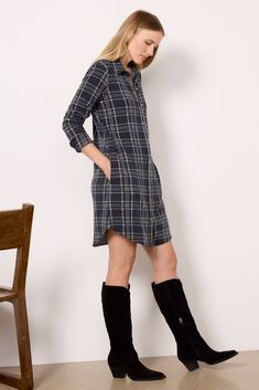 The super-soft plaid Legend Sweater Dress from Faherty is an easy pick for any occasion, featuring a relaxed fit, front button closure, and classic shirt collar. Pair with a belt and your favorite flats for a cozy yet put-together look. | FAHERTY Women's Legend Sweater Dress, Size XL, Blue Casual Plaid Button-up Shirt Dress, Casual Blue Plaid Dress For Daywear, Plaid Shirt Dress With Button Closure For Daywear, Collared Plaid Dress For Work, Casual Button-up Plaid Dress, Plaid Button-up Shirt Dress For Work, Classic Plaid Dress For Work In Fall, Casual Collared Plaid Dress, Classic Fall Shirt Dress Relaxed Fit