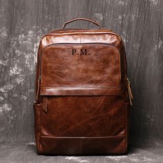 Retro Full Grain Leather Backpack Mens Leather Travel Backpack Genuine Leather Large Capacity Handle Bag Unisex Laptop Bag --------------------------------- Description: • Full Grain Leather• Inside 1 Wallet Pocket, 1 Cell Pocket, 1 Zipper Pocket, 1 Laptop Sleeve, 2 Front Zipper Pockets, 1 Back Zipper Pocket.• Adjustable Shoulder Strap•The Main compartment can fit a 14" Laptop, A4 documents, books and magazines etc. --------------------------------- Dimensions: Length:29cm(11.41'')Height:40cm(15 Leather Travel Backpack, Leather Briefcase, Mens Leather, Leather Travel, Toiletry Bags, Handle Bag, Travel Backpack, Vintage Brown, Fun Bags