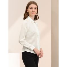 The long-sleeve fit of this shirt flatters most body types and provides enough coverage for a modest yet stylish look. The button-up front of this shirt makes it easy to wear and provides a timeless and classic look that never goes out of style. This shirt can be paired with dress pants or skirts for a formal workwear look, or dressed down with jeans or shorts for a more casual yet polished outfit.