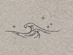 a drawing of a wave with stars on it