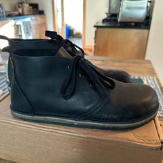 Hand Made Boots From A Small Shop In The Uk. They Were Made With A Bit Of Extra Room In The Toe Box. They're Sized For My Us 11.5 Feet But Are A Little Big. Never Worn Out Of The House. Casual Black Chukka Boots With Leather Footbed, Black Lace-up Chukka Boots, Black Chukka Boots With Stitched Sole, Black Chukka Boots With Stitched Round Toe Sole, Black Lace-up Chukka Boots With Leather Footbed, Black Ankle Chukka Boots With Vibram Sole, Black Chukka Boots With Leather Footbed, Black Leather Footbed Chukka Boots With Round Toe, Black Lace-up Chukka Boots With Vibram Sole