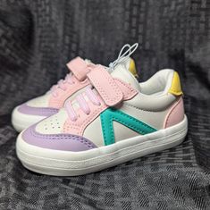 Nwot. White And Pastel Bumble&Birdie Sneakers. Cute Multicolor Sneakers For Playtime, Cute Purple Sneakers For School, Cute Multicolor Sneakers For School, Fun White Sneakers For Playtime, Jordan Retro 1 Low, Pink Helmet, Low Top Converse, Navy Blue Shoes, Nike Air Jordan 11