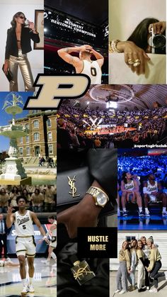 collage of photos with people in sports uniforms and gold rings on their wrists