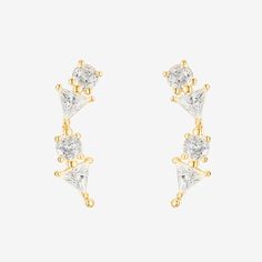 Geometric and sophisticated, these earrings make a statement while remaining subtle. Designed to take you from day to night, these earrings serve that downtown look that you’ve been craving. 925 Sterling Silver post 14KT yellow, rose or white gold plated AAAAA Cubic Zirconia Measurements: Length: 19mm (.75”); Width: 6.35mm (.25”); Thickness: 1.5mm (.06”) Formal Gold Cubic Zirconia Ear Climbers, Gold Cubic Zirconia Ear Climbers For Formal Occasions, Gold Cubic Zirconia Ear Climbers For Formal Events, Elegant Gold Cubic Zirconia Ear Climbers, Modern Cubic Zirconia Earrings For Party, Modern Party Earrings With Cubic Zirconia, Party Cubic Zirconia Ear Climbers, Cubic Zirconia Ear Climbers For Party, Modern Rose Gold Cubic Zirconia Earrings