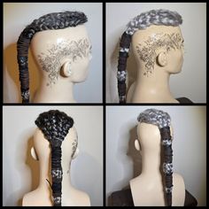 This gray/SILVER Ragnar hairpiece is the perfect addition to your larp, cosplay viking costume. It's made of braided synthetic hair and has black leather ties. A SELF-ADHESIVE SILICONE PAD  easily attaches to the scalp or CLIPS  can be attached so you can clip it to your own hair.  **PLEASE NOTE If your need clips please send photos, front and side of your hairline for a perfect fit. Perspiration may cause  silicone pad to lift... wig tape or glue is highly recommended. 😁 NOW Available in my sh Viking Wig, Battle Warrior, Wig Costume, Viking Costume, Costume Hats, Men's Grooming, Larp, Synthetic Hair, Hair Pieces