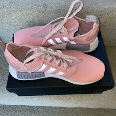 Nib/Nwt Super Cute Light Pink Adidas Nmd Sneakers With Reflective Stripes. Women’s Size 11. Adidas Dragon, Adidas Human Race, Adidas Sleek, Adidas Nite Jogger, Nmd Sneakers, Adidas Originals Nmd, Adidas Sneakers Women, Superstars Shoes, Black And White Sneakers