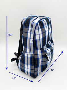 "Our School Uniform Plaid Backpack matches with your daughter or son's school uniform. It's perfect for their casual daypack for daily use at school, field trip, sport events. ✥ Zippered top and outside zipped front pocket. ✥ Perfect for the easy carrying. The top grab handle offers quick grab-and-go mobility ✥ Comfortable ergonomic padded adjustable straps keep the pressure off. ✥ Padded back panel ensure cushioning comfort. ✥ High Quality Soft Material(100% polyester). Machine wash cold delica Casual Rectangular Backpack For School, Casual School Backpack Rectangular, Casual Gray Backpack For Students, Casual Rectangular School Backpack, Casual Gray Student Backpack, Navy School Bag For Back To School, Casual College Standard Backpack, Gray School Bag For Back To School, Gray Standard Backpack For School