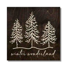 Create a magical winter wonderland in your home with this beautiful carved wooden Christmas sign. Expertly handcrafted from solid wood, this farmhouse-style wall decor features the phrase "Winter Wonderland" in a flowing script font surrounded by pine trees. Distressed paint details give this sign a cozy, vintage appeal, perfect for any rustic or traditional Christmas decor scheme. This winter decor makes a stunning statement piece for displaying above your mantel or sofa during the holidays. An Winter Signs Wooden, Fall Harvest Decorations, Wooden Carved Signs, Christmas Wooden Signs, Wooden Wedding Signs, Wooden Snowflakes, Traditional Christmas Decorations