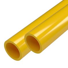 two yellow plastic pipes on a white background