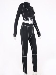 Sku CY-!30369 Material Polyester , Spandex Style Long Sleeves Feature Zipper Occasion Sports Neckline Stand Collar Seasons Spring , Autumn Type Yoga Suits Color BLACK,WHITE Size S,M,L Size chart: Please consult the size chart we provide for this item's measurements to help you decide which size to buy. Please note: There may be 1-3cm differ due to manual measurement. CMINCH Bust Waist Hips Top Length Bottom Length S 66-84 62-68 74-88 37 87.5 M 70-88 66-72 78-92 38 88 L 74-92 70-76 82-96 39 89.5 Fitted Sportswear Leggings For Streetwear, Sportswear Leggings For Streetwear, Black Long Sleeve Unitard For Workout, Black Fitted Athleisure Unitard, Fitted Athleisure Leggings For Streetwear, Stretch Elastane Activewear For Streetwear, Sporty Fitted Leggings For Streetwear, Black Stretch Unitard For Gym, Black Long Sleeve Elastane Unitard