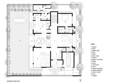 the floor plan for this modern house is shown in black and white, with multiple levels to