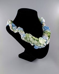 "Bib Necklace, Unique Chunky Light Blue Avant-Garde Statement Fabric Necklace, Avant-Garde Bohemian Jewelry, Anniversary Birthday Valentines Gift for Wife Mom Sister Best Friend This flamboyant fabric necklace, made of soft and lightweight voile fabric, is great for creating an impressive appearance. Its beautiful soft colors make it the perfect accessory for women, a unique wearable art, and a boho necklace that makes a colorful statement. Fungi jewelry is a whimsical and personal adaptation of Light Blue Necklace, Shibori Scarf, Necklace Scarf, Avant Garde Jewelry, Unique Statement Necklace, Valentine Gift For Wife, Voile Fabric, Traditional Japanese Art, Couture Accessories