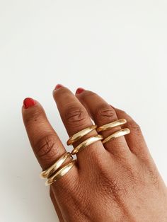 A simple yet beautiful, lightly textured, double sculpted adjustable ring. Pairs perfectly with any of our rings and bracelets. DETAILS: Solid Brass Adjustable Ring Ships with polishing cloth to keep it forever shining. Packaged for gift giving. *Sold individually, not a set. Return to shop: Afrohemien.etsy.com Like and Follow Afrohemien for updates, sales, coupons and surprise giveaways Instagram/Blog: instagram.com/Afrohemien Tumblr: Afrohemien.tumblr.com Facebook: www.facebook.com/Afrohemien Adjustable Open Dome Ring For Everyday Wear, Adjustable Open Dome Ring For Everyday, Stackable Adjustable Rings With Thick Band, Adjustable Thick Band Stackable Rings, Gold Adjustable Thick Band, Everyday Jewelry With Thick Band Metal Ring, Adjustable Thick Band Metal Stackable Rings, Everyday Metal Jewelry With Thick Band, Adjustable Gold Wide Band Ring For Everyday