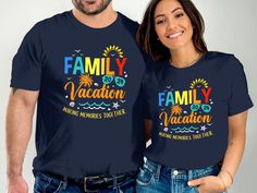 🌞 Family Vacation 2024 T-Shirt 🌴 * Perfect for summer trips! * Celebrate making memories together. * Fun and vibrant design. * Ideal for matching family outfits. * Great for beach vacations and travel adventures. Grab yours now and make your family vacation even more special! 🎉 Product Features: Fabrication: 100% Airlume combed and ring-spun cotton, 32 single 4.2 oz. (Ash - 99% Airlume combed and ring-spun cotton, 1% poly) Seams: Side-seamed Fit: Retail Fit Sizing: Unisex Sizing Label: Tear away label The unisex soft-style t-shirt puts a new spin on casual comfort. Made from very soft materials, this tee is 100% cotton for solid colors. Heather colors and sports grey include polyester. The shoulders have twill tape for improved durability. There are no side seams. The collar is made wit Summer Family Reunion Graphic Tee, Short Sleeve T-shirt For Family Reunion In Summer, Casual T-shirt For Family Reunion Beach Season, Casual T-shirt For Family Reunion Vacation, Short Sleeve Tops For Family Reunion And Vacation, Short Sleeve Tops For Family Reunion Vacation, Fun Graphic T-shirt For Family Vacation, Fun Graphic Print T-shirt For Family Vacation, Blue Graphic Print T-shirt For Family Vacation