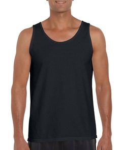 Men's Softstyle® Tank - BLACK - S | Gildan Men's Softstyle Tank Top in Black Size Small | Cotton Humanitarian Aid, Vest Designs, Active Living, Cotton Tank Top, Sleeveless Vest, Sleeveless Shirt, Athletic Wear, Renewable Energy, Black Tank Tops