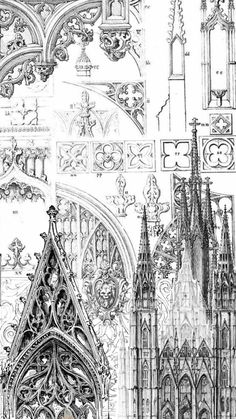 an architectural drawing of gothic architecture