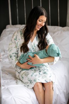 Maternity/Postpartum Robe with Matching or coordinating Swaddle blanket, Hat, and Bow (These are very soft and stretchy) Mama Robe: Eucalyptus print Baby Swaddle, Hat, and Bow: > Available in eucalyptus, sage green, light green, dark green, teal ONE SIZE FITS MOST POSTPARTUM/MATERNITY ROBE: > Length - 38 inches > Width - 62 inches (this is with the robe open/laid flat). The robe does include an inside tie. SWADDLE BLANKET: > 47 inches by 47 inches > this is large and can be used a Eucalyptus Print, Floral Swaddle, Nursing Nightgown, Delivery Gown, Hospital Gifts, Matching Robes, Hospital Outfit, Hospital Gown, Matching Mom