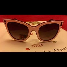 100% Authentic / Nwot Luxury White Sunglasses For Spring, White Cat Eye Sunglasses For Formal Occasions, Chic White Sunglasses For Formal Occasions, Formal White Cat Eye Sunglasses, Classic White Sunglasses For Spring, Elegant White Cat Eye Sunglasses For Spring, Moschino Sunglasses, Coach Sunglasses, Sunglasses Logo