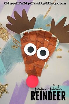 the paper plate reindeer is made with construction paper