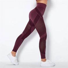 Wine Red Flex Seamless Knit Leggings - ActiveOne Seamless Stretch Leggings For Running, Breathable High Stretch Seamless Tights, Breathable Micro-elastic Seamless Leggings, Stretch Seamless Running Leggings, Functional Red Stretch Leggings, Red Micro-elastic Yoga Pants For Workout, Red Breathable Gym Leggings, Breathable Red Leggings For Gym, Compression Seamless Leggings For Training