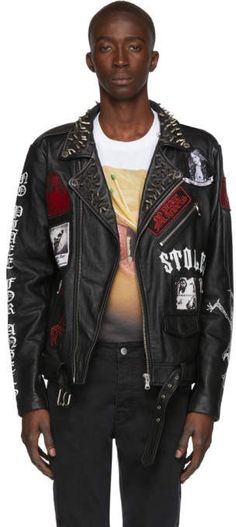 Stolen Girlfriends Club Black Leather Battles Jacket Battle Jackets, Stolen Girlfriends Club, Lambskin Jacket, Battle Jacket, Heart Shirt, Club Outfits, Flap Pocket, Patch Logo, Clothing Accessories