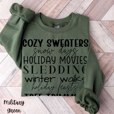 Cozy Up with Winter Wisdom: Our Winter Sayings Sweatshirt/Hoodie Embrace the chill of the season with our Winter Sayings Sweatshirt or Hoodie, designed to keep you warm while spreading the cozy vibes of winter. Whether you're snuggled by the fireplace or out enjoying a snowy day, this piece is perfect for celebrating the beauty and wonder of the colder months. Why You'll Love This Sweatshirt/Hoodie: Premium Comfort: Made from a high-quality blend of cotton and polyester, this Gildan 18000 sweats Winter Sweatshirts Vinyl, Winter Sweat-resistant Hoodie Sweatshirt, Green Winter Sweatshirt With Screen Print, Winter Crew Sweatshirt Soft-washed, Green Winter Sweatshirt With Text Print, Cozy Winter Sweatshirt With Text Print, Winter Quotes, Cozy Lounge, Winter Words