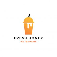 the logo for fresh honey ice tea drink, which is made with orange juice and topped with