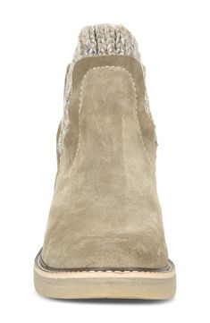 Get ready for wintry days in this warm bootie outfitted with a comfy knit collar and a cushioned memory foam footbed. 1 1/4" heel; 1/2" platform (size 8.5) 5 1/2" shaft Pull-on style Removable insole Leather and textile upper/synthetic lining and sole Imported Women's Shoes Casual Winter Boots With Suede Lining, Beige Cushioned Winter Boots, Casual Winter Booties Medium Width, Winter Ankle-high Booties With Lug Sole, Winter Boots With Cushioned Footbed And Medium Width, Beige Boots For Fall, Casual Beige Boots For Cold Weather, Casual Fall Booties With Faux Fur Lining, Comfortable Beige Winter Boots