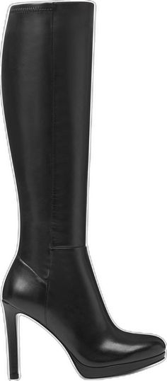 Sleek Tall High Shaft Boots, Sleek Tall Boots With High Shaft, High-top Faux Leather Boots With Zipper Closure, Wide Calf Pointed Toe Knee-high Boots With Zipper, Modern Black High Shaft Boots, High Cut Faux Leather Heeled Boots, High Cut Leather Boots With Reinforced Heel, Chic High-cut Leather Heeled Boots, Chic High Cut Leather Heeled Boots