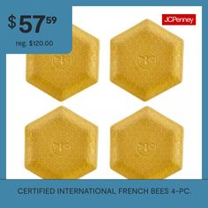 four honeycombs with the words $ 47 99 per pound on each one for international french bees 4 - pc