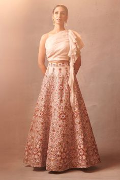 Aman Takyar-Ivory Embroidered Lehenga Set-INDIASPOPUP.COM Cream Choli With Intricate Embroidery, Off White Floral Embroidered Sharara For Reception, Festive Off White Lehenga With Floral Embroidery, Designer Embroidered Off White Choli, Cream Bollywood Lehenga With Floral Embroidery, Designer Embroidered Off-white Choli, Off White Embroidered Choli For Designer Wear, Festive Cream Lehenga With Floral Embroidery, Elegant Multicolor Embroidery Sets For Reception