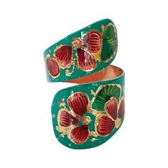 Look delicate, classy, and stylish with these on-trend double-layered Mexican-style copper rings! The stunning ring is handmade by talented artisans using first-rate copper ensures remarkable long-lasting performance. You can wear this colorful flower design on a turquoise enameled plate to highlight your outer beauty to catch the guests' attention! Owe or give the eye-grabbing accessory to someone close, which creates unforgettable memories of a particular event. Grab a golden chance to collect Enamel Plate, Mexican Style, Copper Rings, Double Layer, Colorful Flowers, Flower Designs, Handmade Natural, Cuff Bracelets, Multi Color