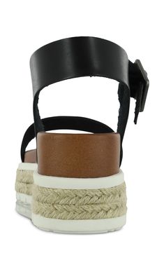 Raffia braids create an espadrille effect on a platform sandal created with an open toe and wide, flat straps. 2.4" heel, 2" platform Adjustable ankle strap with buckle closure PU upper/manmade sole Imported Mia Mia, Sandal Women, Platform Sandals, Nordstrom Rack, Open Toe, Ankle Strap, Womens Sandals, Espadrilles, Braids