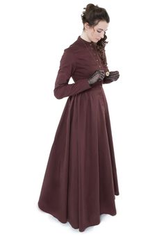 70654 Victorian Style Cotton Dress | Etsy Fitted Victorian Historical Dress, Elegant Cotton Victorian Dress For Daywear, Victorian Cotton Dress With Historical Design, Elegant Fall Costume Vintage Dress, Elegant Fall Vintage Costume Dress, Elegant Vintage Fall Costume Dress, Fitted Cotton Victorian Dress For Daywear, Elegant Vintage Dress For Fall Costume, Classic Cotton Dress With Buttons