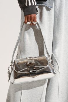 TOO MOD CHROME PURSE Chrome Purse, Metallic Silver, Zip Pockets, Shoulder Strap, Faux Leather, Buckle, Sleek, Purse, Handbags