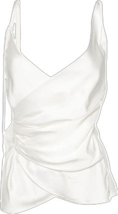 Elegant Spring Top With Ruched Sides, Chic Satin V-neck Tops, Chic Draped Satin Top, Evening Satin Ruched Tops, Satin Tie Back Top For Evening, Satin Tie-back Top For Evening, Sleeveless Ruched Silk Top, Sleeveless Silk Ruched Top, Sleeveless Silk Top With Ruched Detail