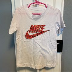 Nike Tee Nike Logo And Swoosh Made Of Show Boxes White Short Sleeve Nwt Never Worn Size 5 S Nike Tee, Nike Tees, Nike White, Kids Nike, Nike Shirts, Nike Tops, White Nikes, Nike Logo, Shoe Box