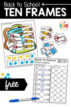 back to school ten frames with free printables