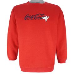 1990s Vintage Coke Coca-Cola Bear Embroidered Spell-Out Crewneck Sweatshirt. Red in color, tag is X-large but fitting like large size and is in excellent condition. https://vintageclubclothing.com//collections/all/products/vintage-coca-cola-bear-embroidered-crew-neck-sweatshirt-1990s-x-large For measurements, product detail and high resolution photos, please check out this vintage gem on our website at the above link. If you have any questions please message us on Instagram @thevintageclubclothing or here on Etsy. 90s Long Sleeve Tops With Embroidered Logo, Red Sweatshirt With Embroidered Graphics For Streetwear, Casual Red Sweatshirt With Embroidered Graphics, Red Embroidered Sweatshirt For Streetwear, Red Crew Neck Sweatshirt With Embroidered Graphics, Red Long Sleeve Top With Embroidered Logo, Red Long Sleeve Sweatshirt With Embroidered Graphics, Coke Vintage, Coca Cola Bear