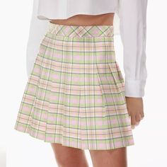 Brand Nwt Plaid Mini Skirt. No Flaws, Never Worn. Fits Very True To Size And Is Closer To A Mid/High Waisted Fit. Price Is Firm. Message W/ Questions Preppy High Waist Pleated Tennis Skirt, High Waist Pleated Tennis Skirt In Preppy Style, Preppy High-waisted Pleated Skirt, Preppy Pleated Bottoms For Spring, Trendy Pink Fitted Skort, Trendy Fitted Pink Skort, High Waist Pleated Preppy Skirt, Casual High Waist Pink Tennis Skirt, High-waisted Pink Pleated Skort