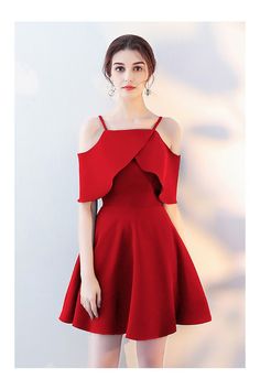 Shop Short Red Homecoming Party Dress with Flounce Sleeves online. SheProm offers formal, party, casual & more style dresses to fit your special occasions. Short Elegant Dresses Special Occasions, Freshers Party Dress, Dress With Flounce, Elegant Dresses Short, Short Frock, Homecoming Party, Party Frocks, Short Gowns, Red Dress Short