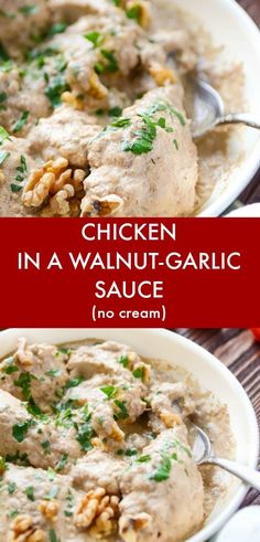 chicken in a walnut - garlic sauce no cream is an easy and delicious side dish