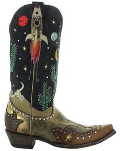 Old Gringo Women's Galactic Buckaroo Western Boots - Snip Toe, Blue Retro Cowboy Outfit, Go Go Boots Outfit 70s, Buckaroo Boots, Space Cowgirl, Space Cowboy, Wedding Boots, Summer Boots, Rodeo Fashion, Western Chic