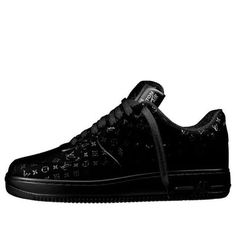 Nike Air Force 1 Low x Louis Vuitton Shoes 'Black Anthracite' 1A9VD6 Luxury Nike Sneakers For Sports, Luxury Black Low-top Custom Sneakers, Designer Nike Black Sneakers, Luxury Nike Custom Sneakers For Streetwear, Luxury Black Sneakers With Perforations, Designer Black Low-top Custom Sneakers, Luxury Black High-top Custom Sneakers, Luxury Black Low-top Sneakers, Custom Black Sneakers With Perforations And Round Toe