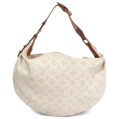 LOUIS VUITTON white Mahina leather ONATHA GM Hobo Shoulder Bag Monogram Canvas Shoulder Bag With Leather Handles For Errands, Luxury Brown Coated Canvas Hobo Bag, Luxury Hobo Bag With Leather Handles, Luxury Hobo Bag With Leather Handles And Coated Canvas, Luxury Coated Canvas Hobo Bag With Leather Handles, Designer Monogram Canvas Shoulder Bag With Leather Handles, Designer Everyday Shoulder Bag In Signature Coated Canvas, Designer Shoulder Bag In Signature Coated Canvas For Everyday, Designer Shoulder Bag With Palladium Hardware In Coated Canvas