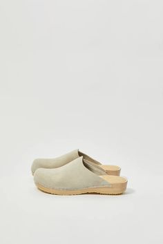 No.6 Contour Clog on Flat Base in Chalk Suede No 6, Chalk White, White Texture, Comfy Shoes, White Wood, Chalk, Clogs, Espadrilles, Shoe Accessories